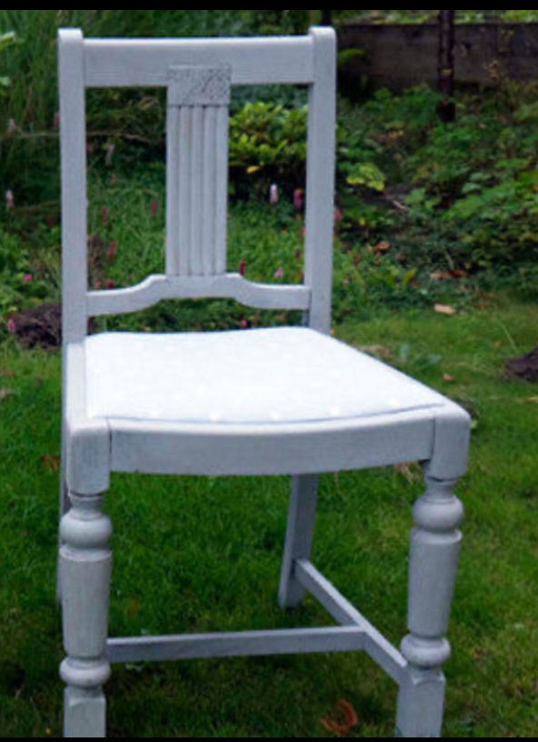 Vintage dining chair available for painting and upholstery