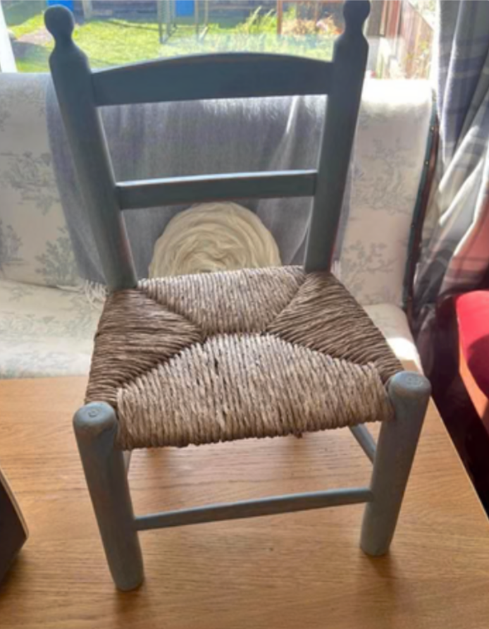 vintage children's chairs with macrame woven seat painted in your choice of colour