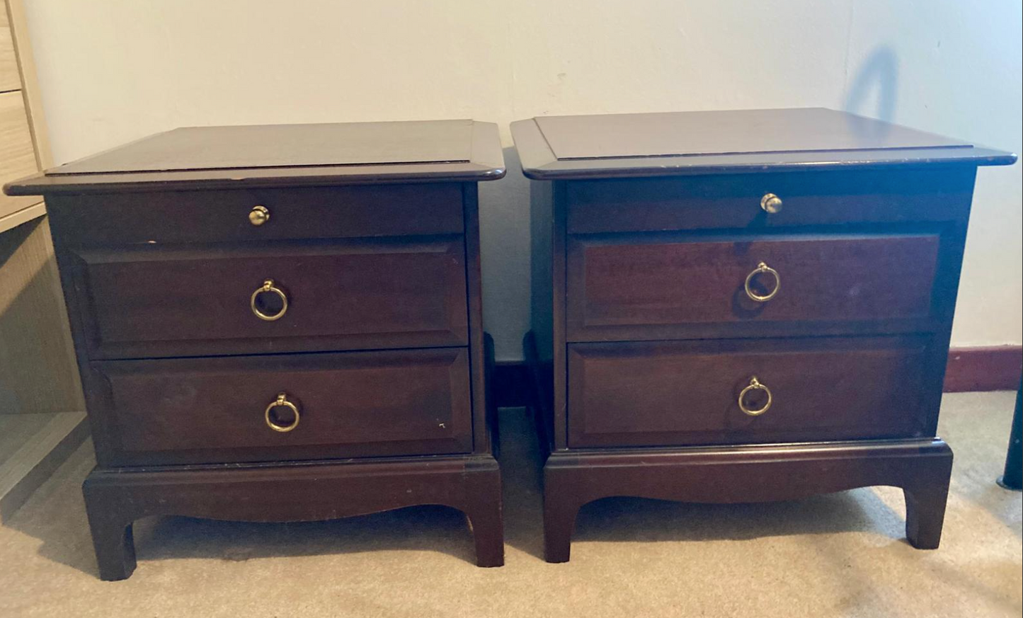 Pair of vintage Stag Minstrel bedside cabinets available for painting to order - price includes painting