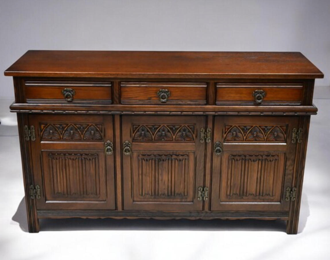 Vintage Old Charm oak sideboard available for painting