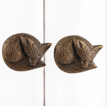 Pair of painted silver fox handles