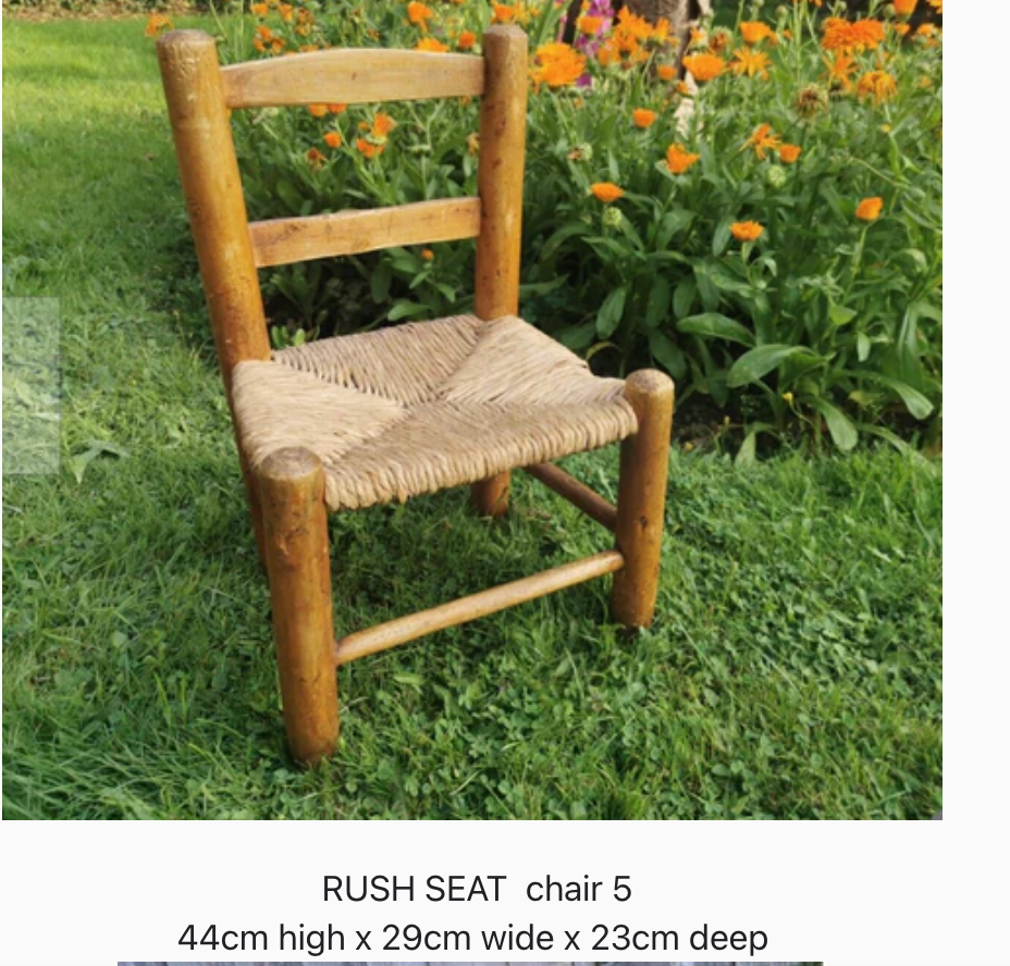 Vintage children's chairs painted in your choice of colour with macrame woven seat painted in your choice of colour