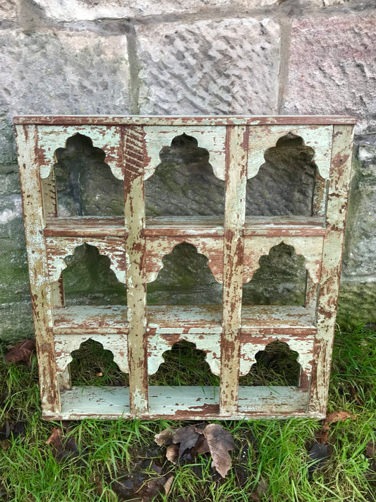 Stunning antique Indian wall shelf with original paintwork and lovely patina