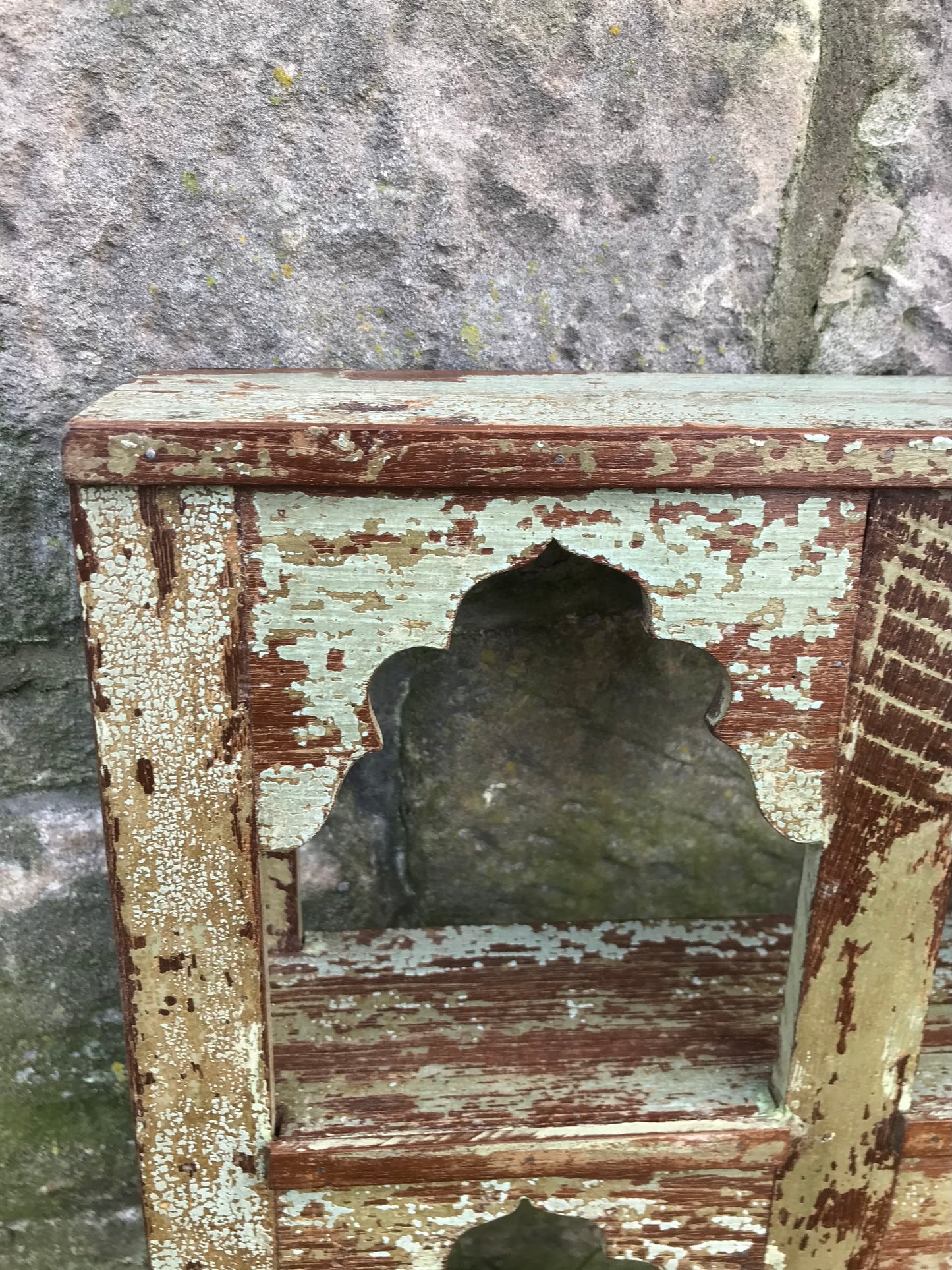 Stunning antique Indian wall shelf with original paintwork and lovely patina