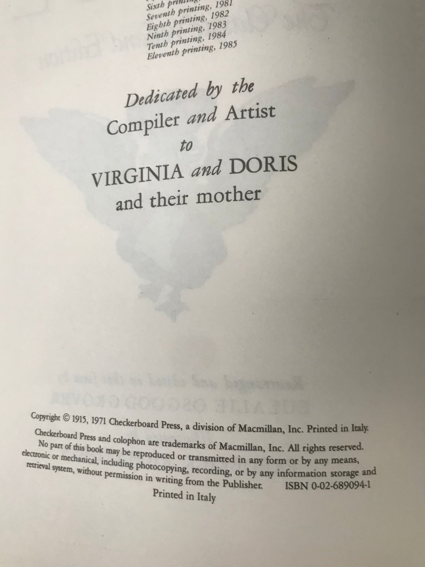 Vintage Mother Goose children's book - The Classic Volland Edition - 1981 Rand McNally and Company