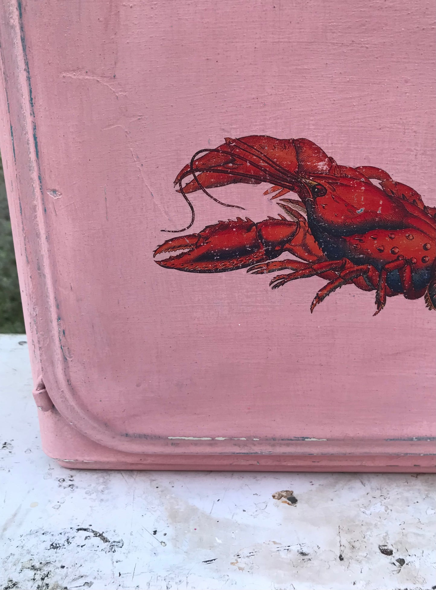 Reserved for Emma - Vintage metal wall cabinet / medicine cabinet in pink chippy milk paint