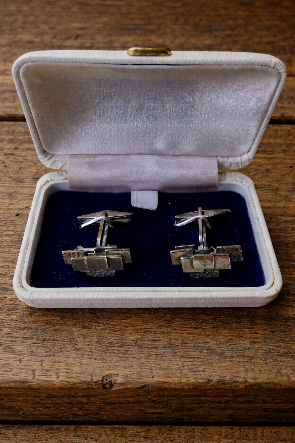 Vintage modernist solid silver Cuff Links - 1960's