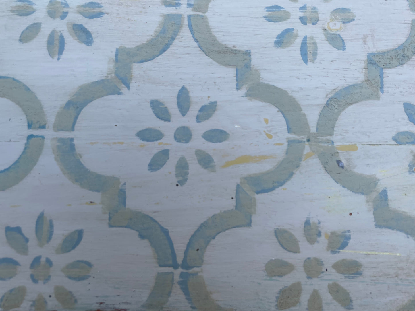 Vintage pine wall shelf painted and stencilled in Annie Sloan Chalk paint