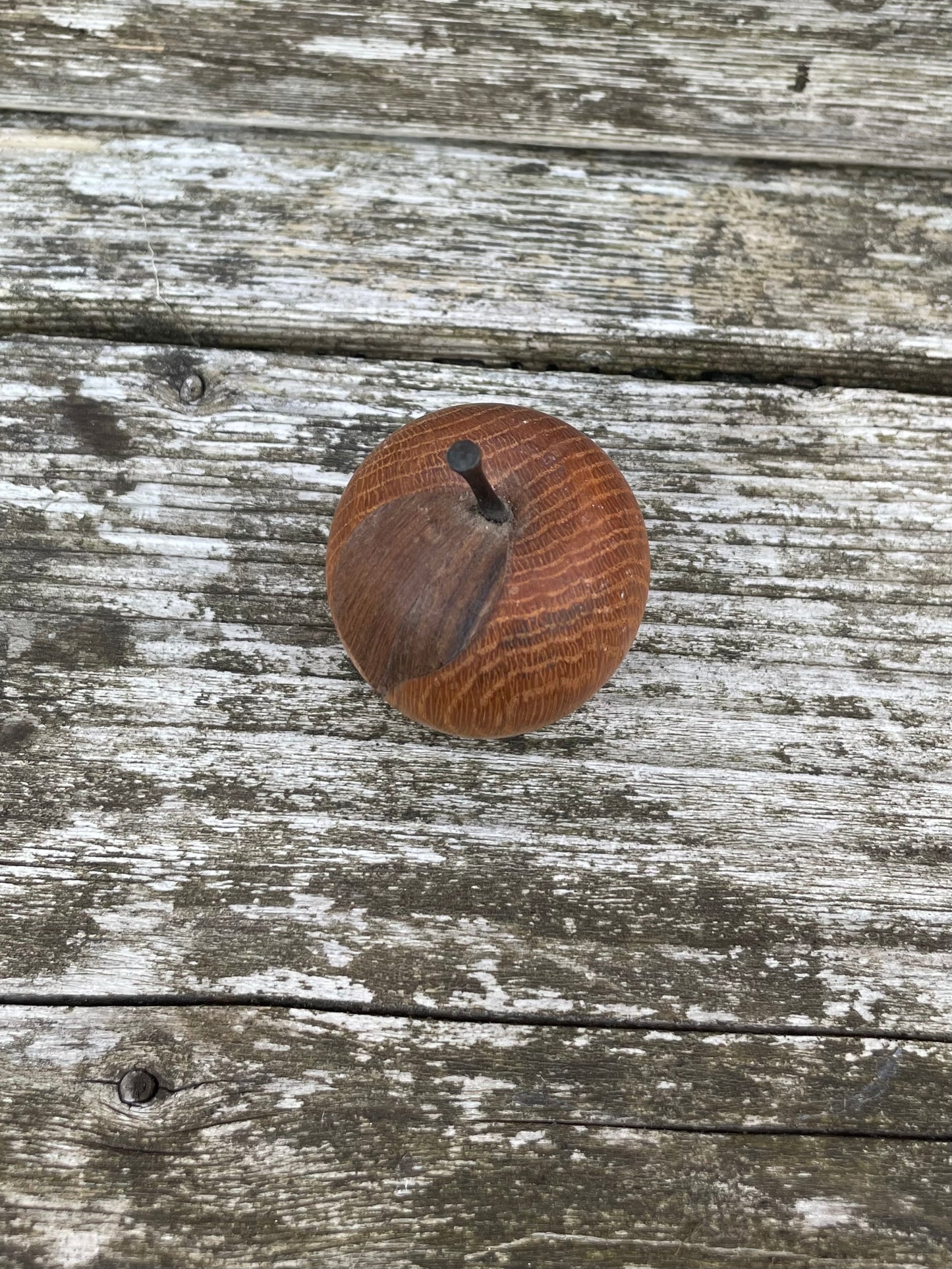 Vintage turned wooden apple ornament