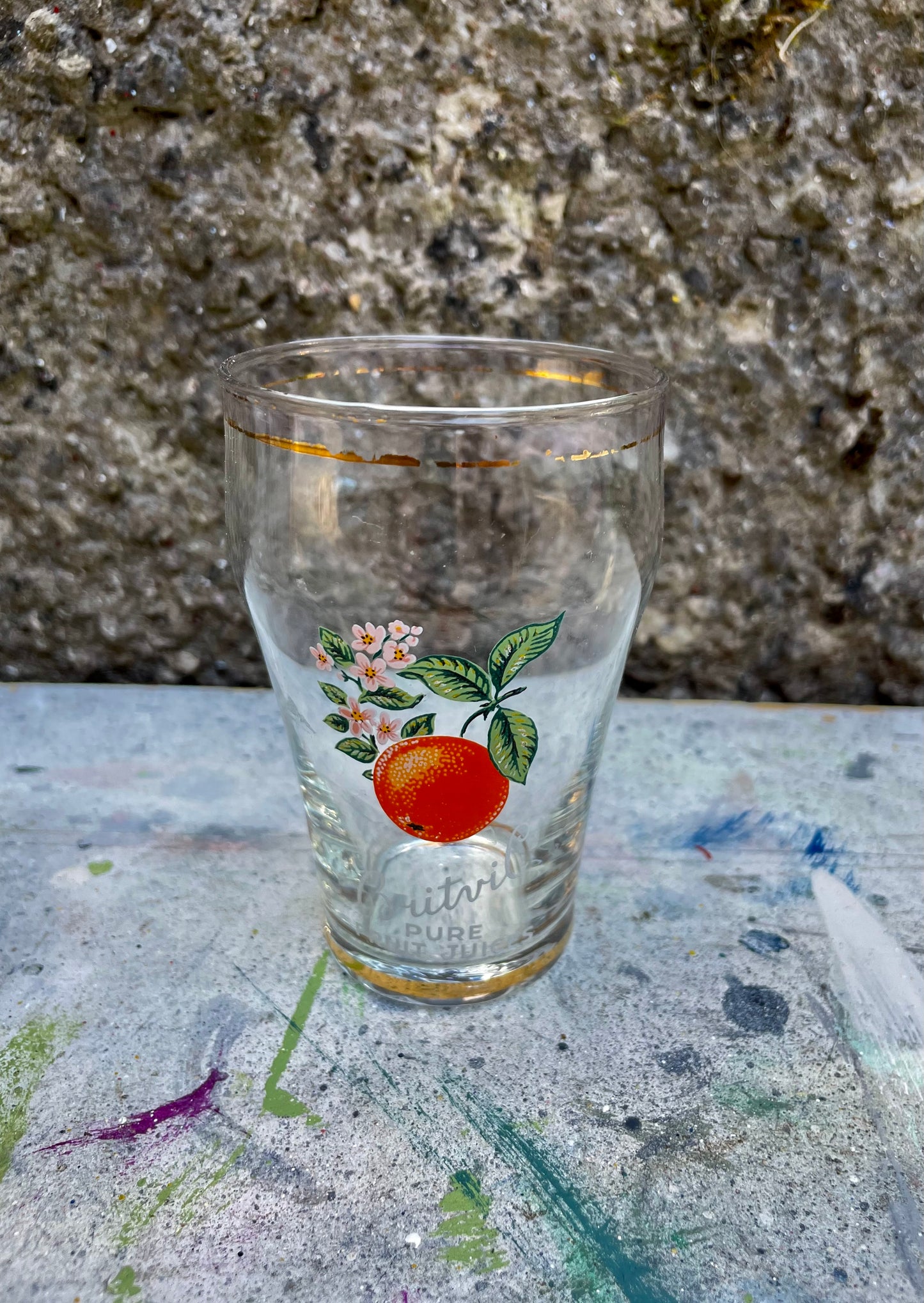 Set of 3 vintage glass Britvic juice shot glasses