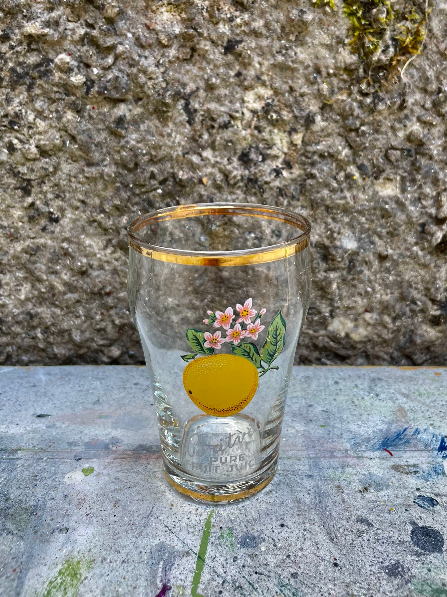 Set of 3 vintage glass Britvic juice shot glasses