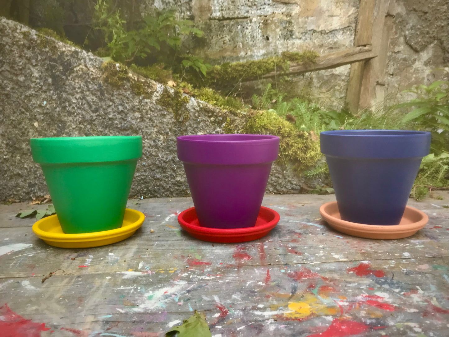 Hand painted terracotta plant pots in your choice of colours indoor or outdoor