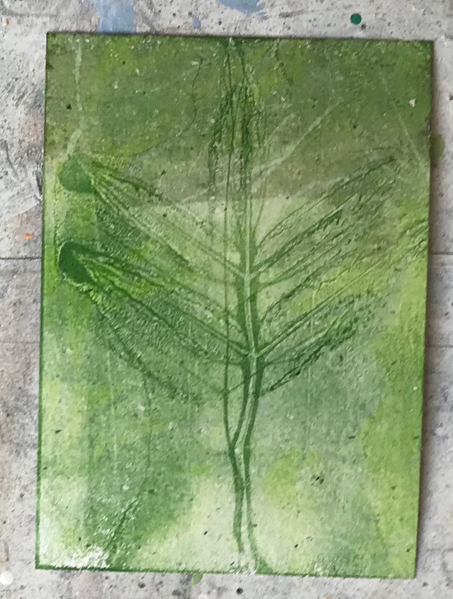 Original Botanical Acrylic Monoprint - Linn Leaf 2