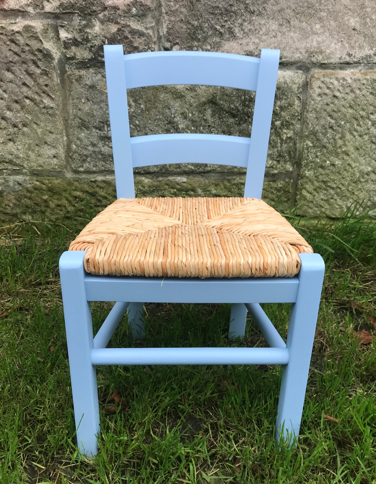 Wooden rush seat children's chair hand painted from the colour chart provided or varnished