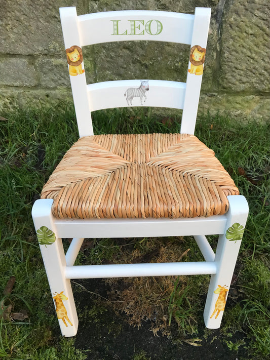 Personalised children's chair - Sweet Safari theme - made to order