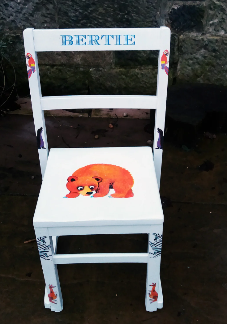 Personalised children's chair - Vintage Zoo Theme - made to order