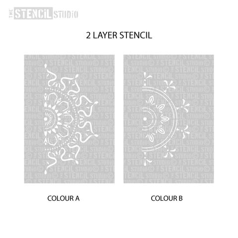 Stencil Studio - Zara Mandala Indian Motif Stencil - Half Design - 2 Layer Stencil - A4