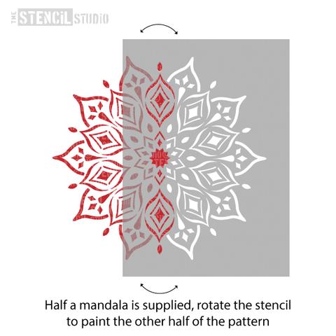 Stencil Studio - Rohan Mandala Indian Motif Stencil - Half Design A4
