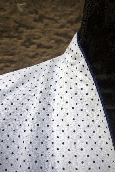 1950s vintage retro white and navy polkadot dress