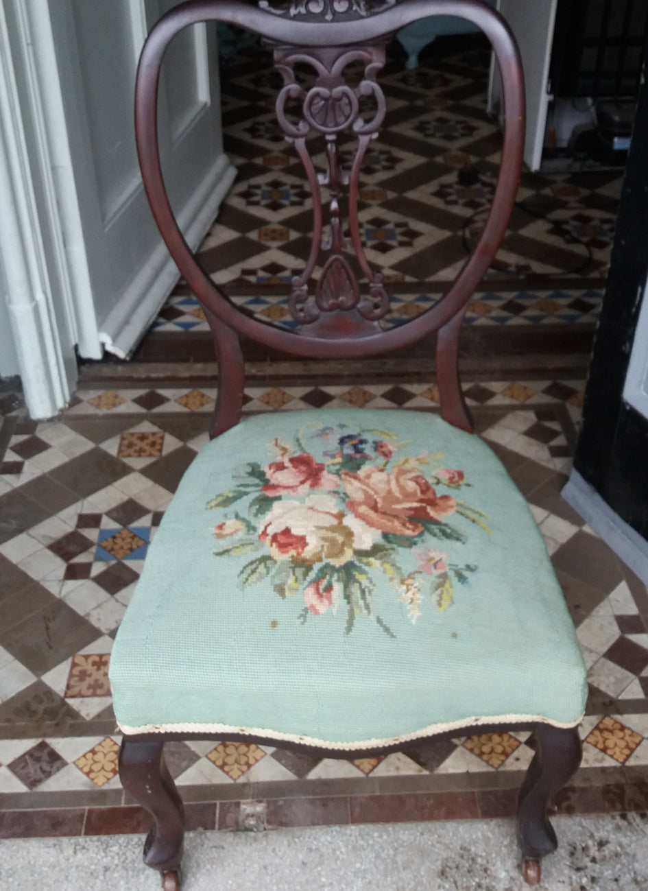 Antique vintage nursing bedroom chair available for reupholstery and painting your choice of colour - price includes upholstery and painting