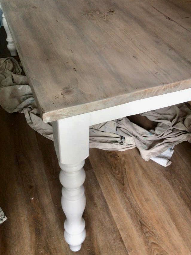 Hand made farmhouse scaffold board dining table