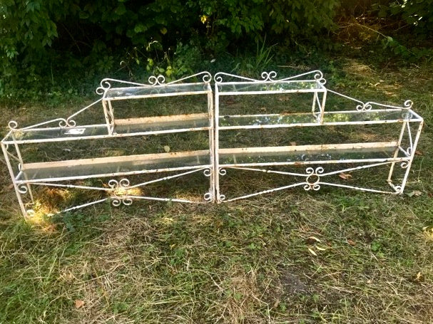 Vintage metal and glass ornate plant stand