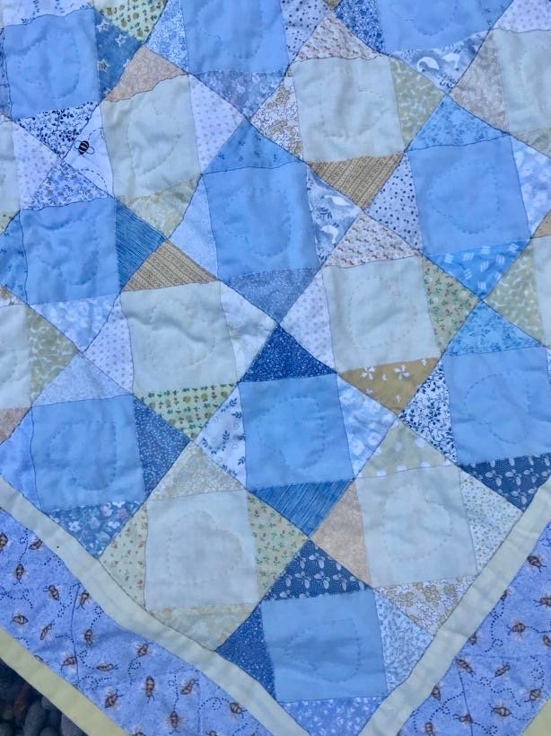 Vintage patchwork baby blanket / playmat patchwork quilt