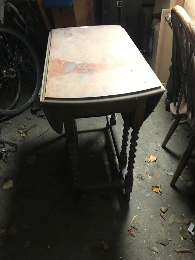 Vintage drop-leaf table with barley twist legs available for painting your choice of colour