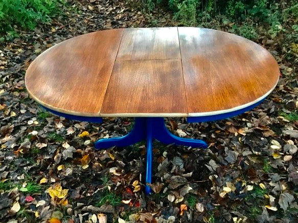 Commission for Brie - Vintage round extending Dining Table and 6 dining chairs