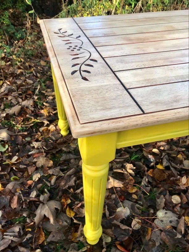 Refurbished folky carved dining table