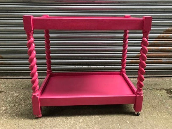 Commission for Kyla Vintage drinks trolley in Aziz pink