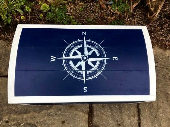 Commission for Kendal Personalised children's small toy chest - Compass Theme