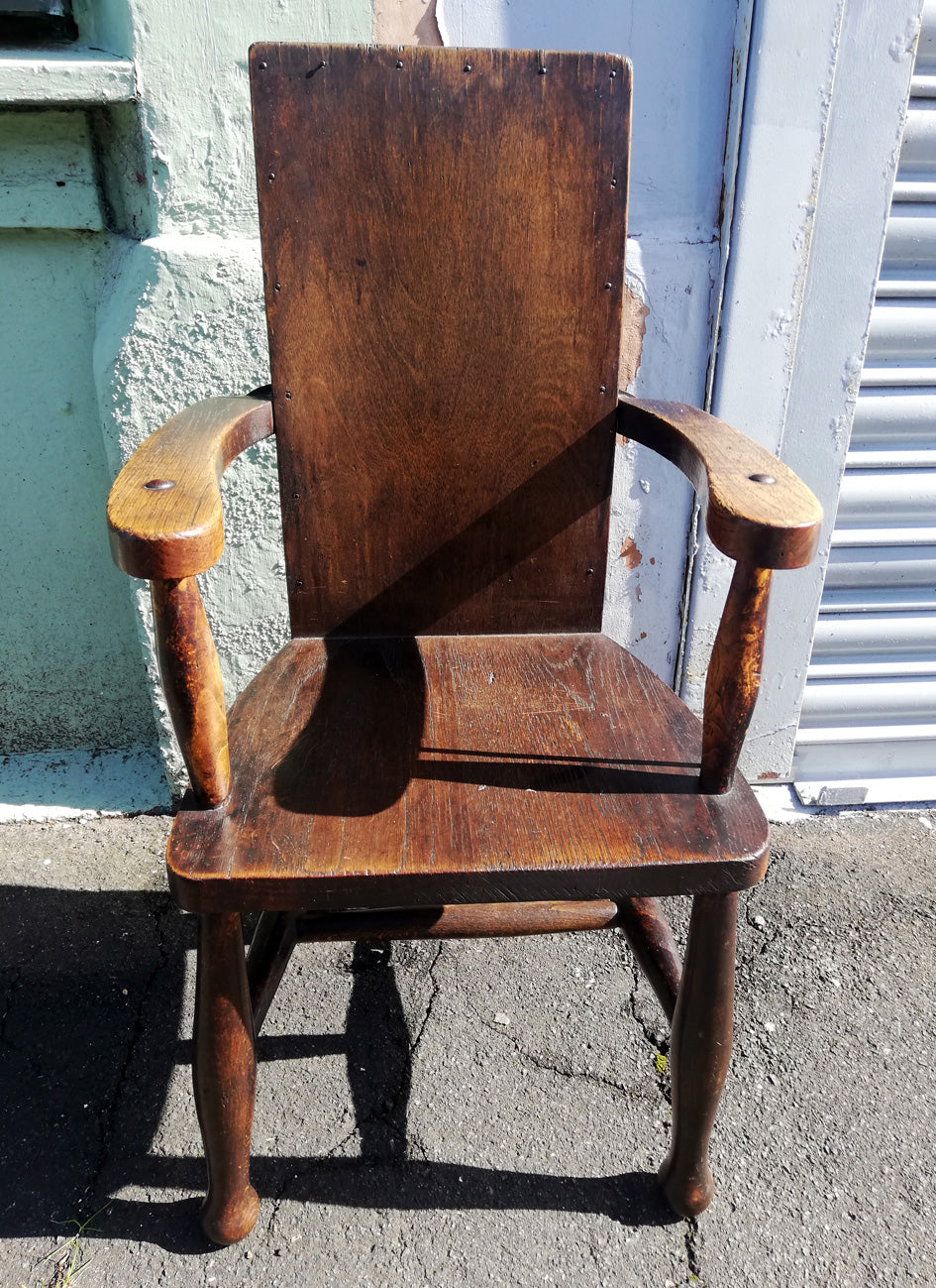 Antique hand made wooden children's school chair