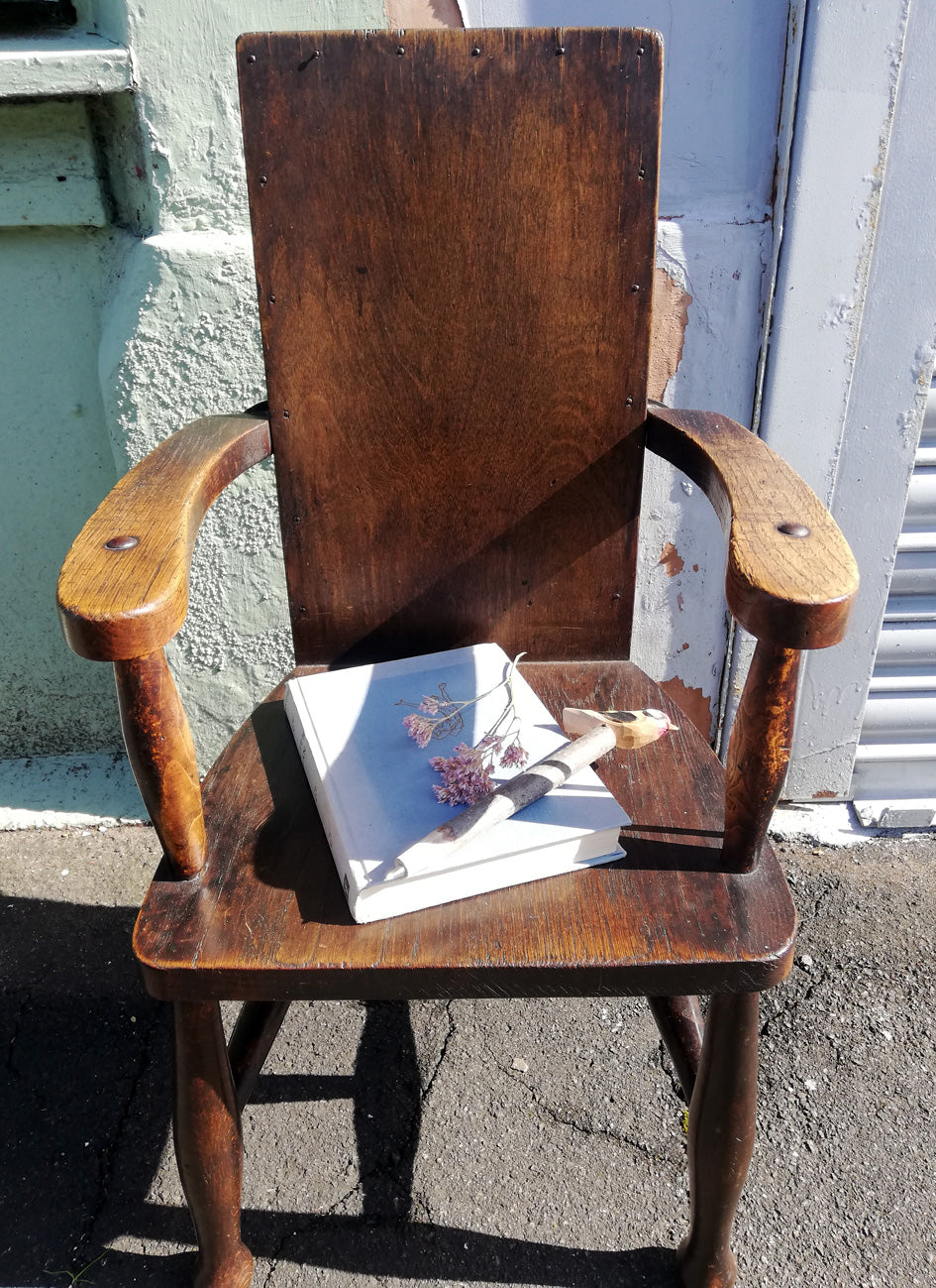 Antique hand made wooden children's school chair
