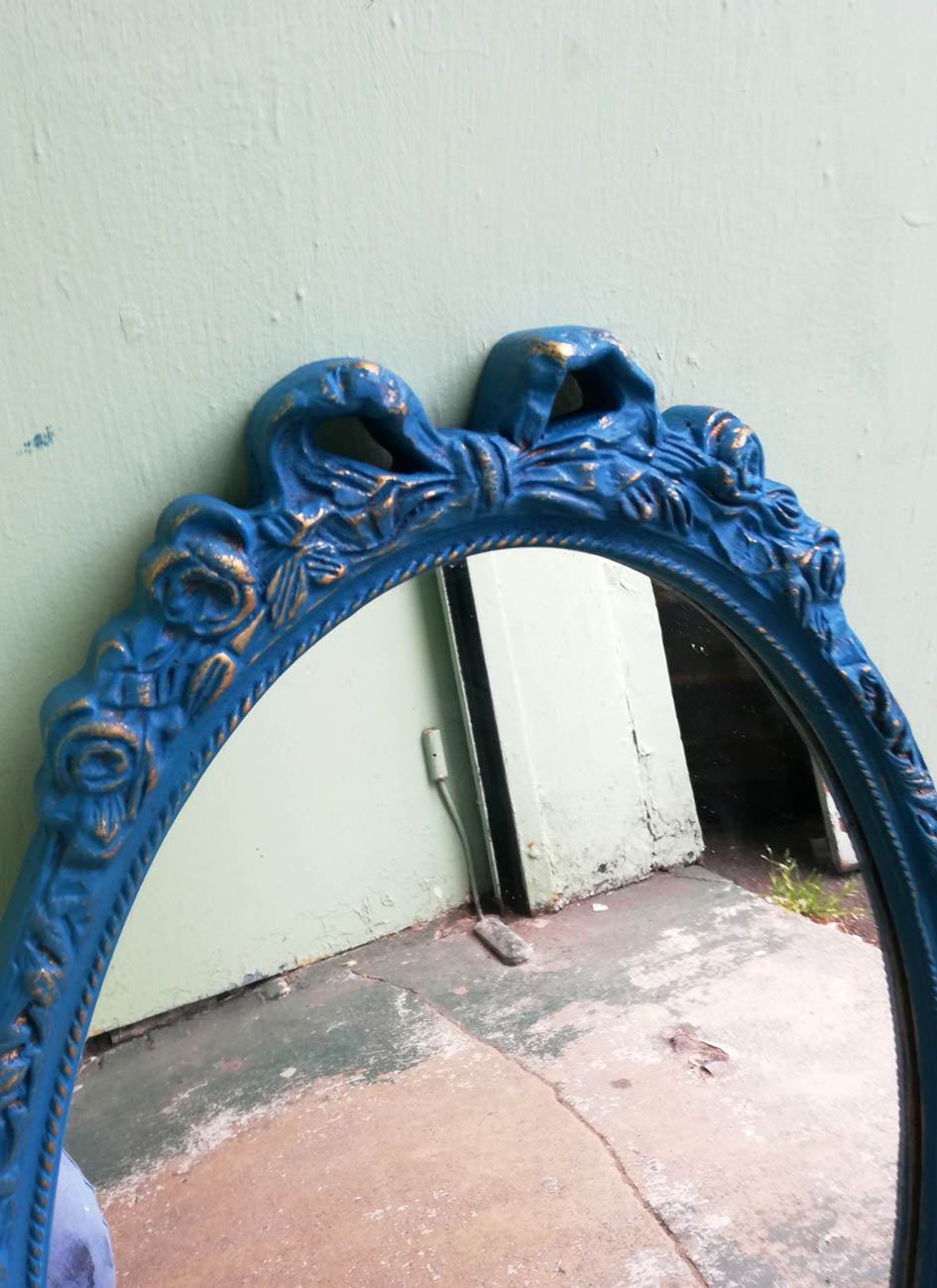Beautiful painted vintage ornate mirror