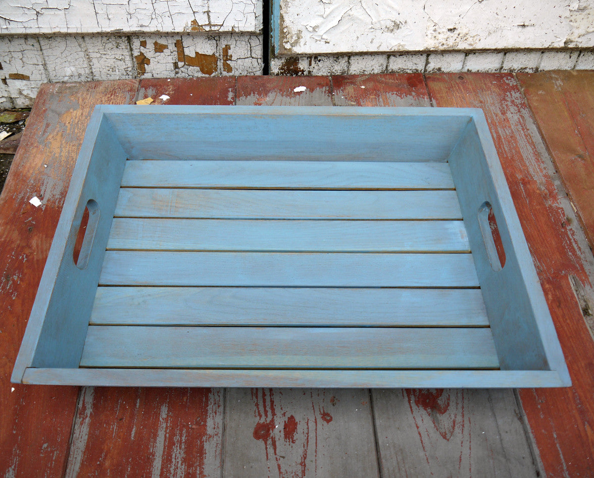 Beautiful big solid wood serving tray hand painted in Miss Mustard Seed Milk Paint