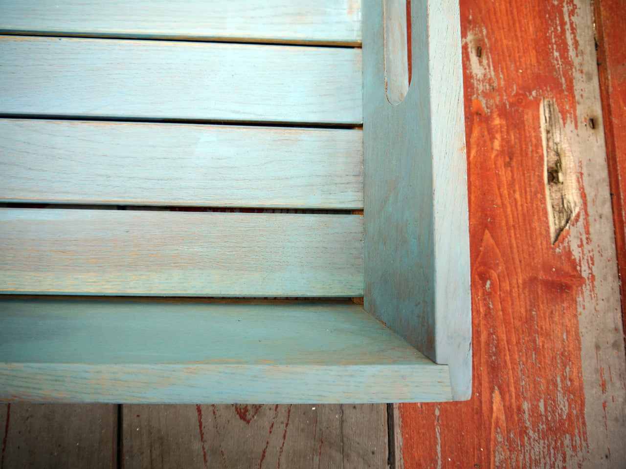 Beautiful big solid wood serving tray hand painted in Miss Mustard Seed Milk Paint