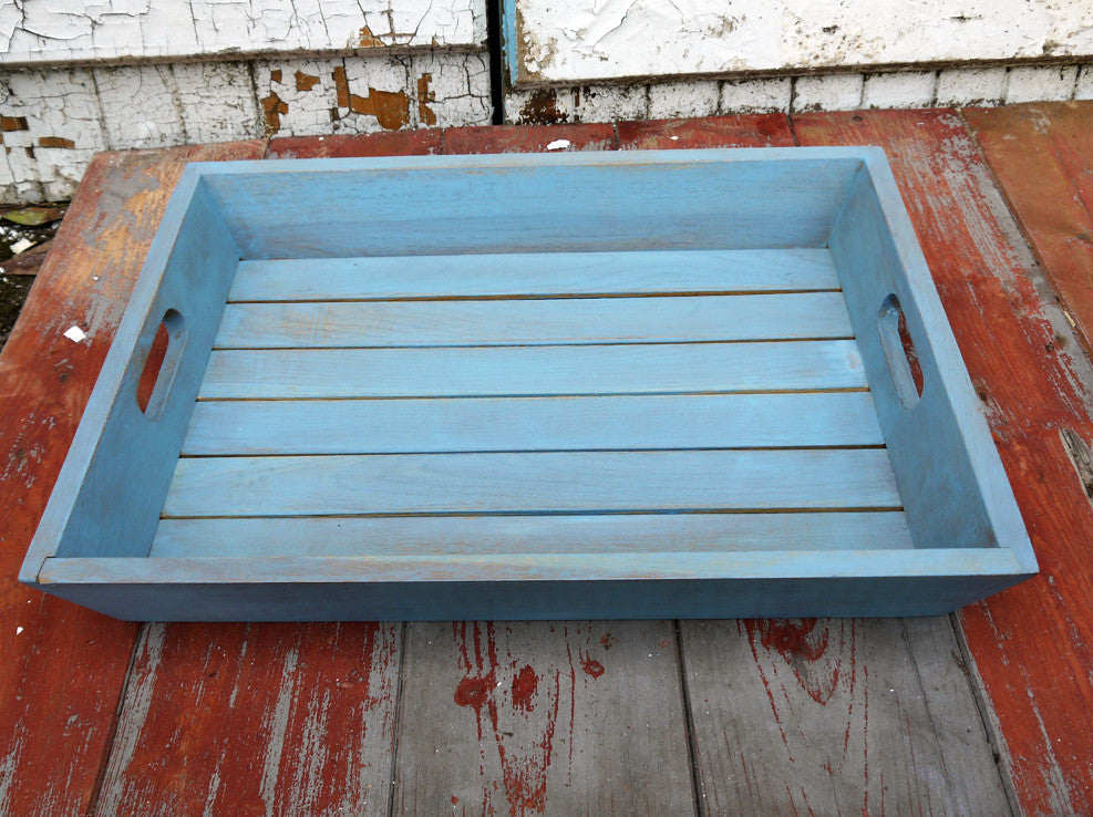 Beautiful big solid wood serving tray hand painted in Miss Mustard Seed Milk Paint