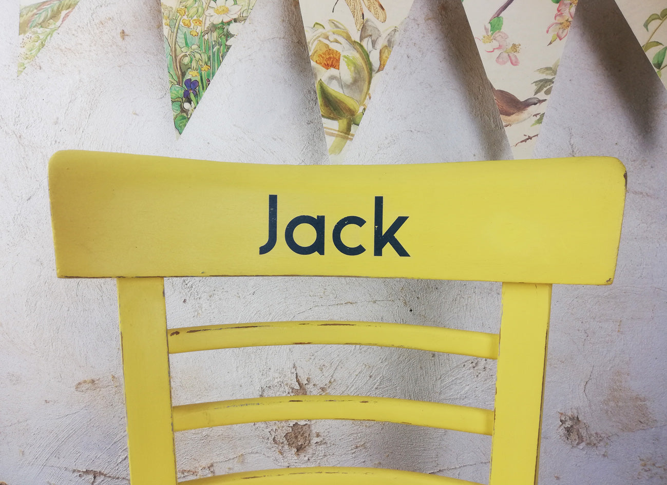 Children's personalised painted wooden school chair with your child's name - painted to order