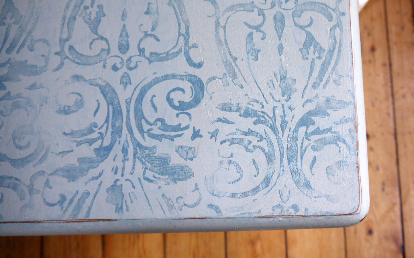 Painted to order - Vintage dining tables hand painted and stencilled or pattern rolled with gorgeous decorative designs on the top