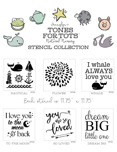 Fusion Mineral Paint Tones For Tots Stencil collection