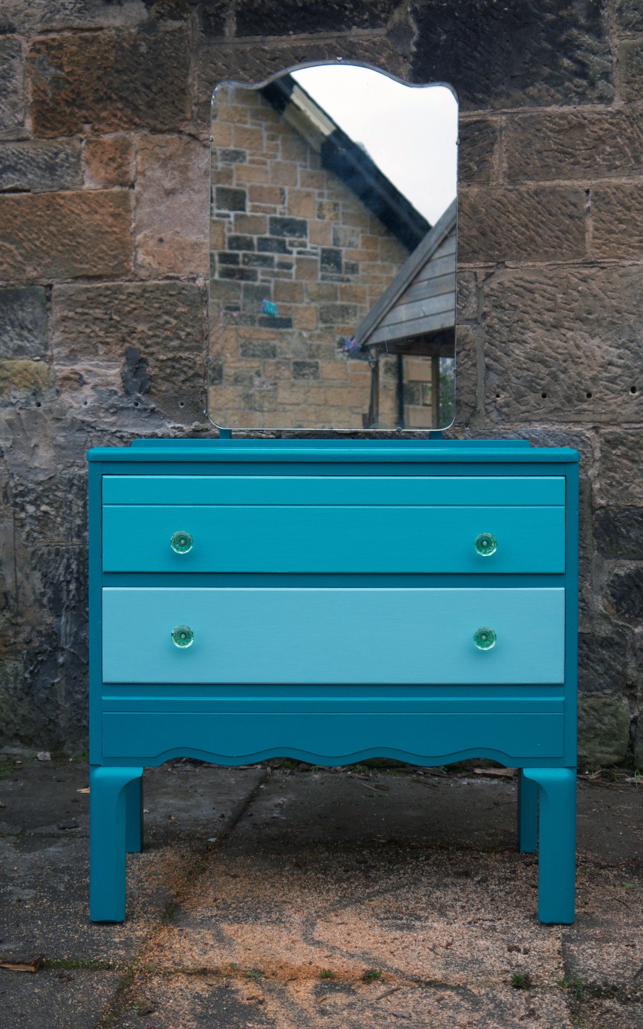 Hand painted children's dressing table in tones of Teal