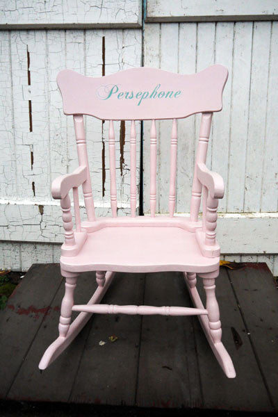 Child's vintage personalised name rocking chair made to order