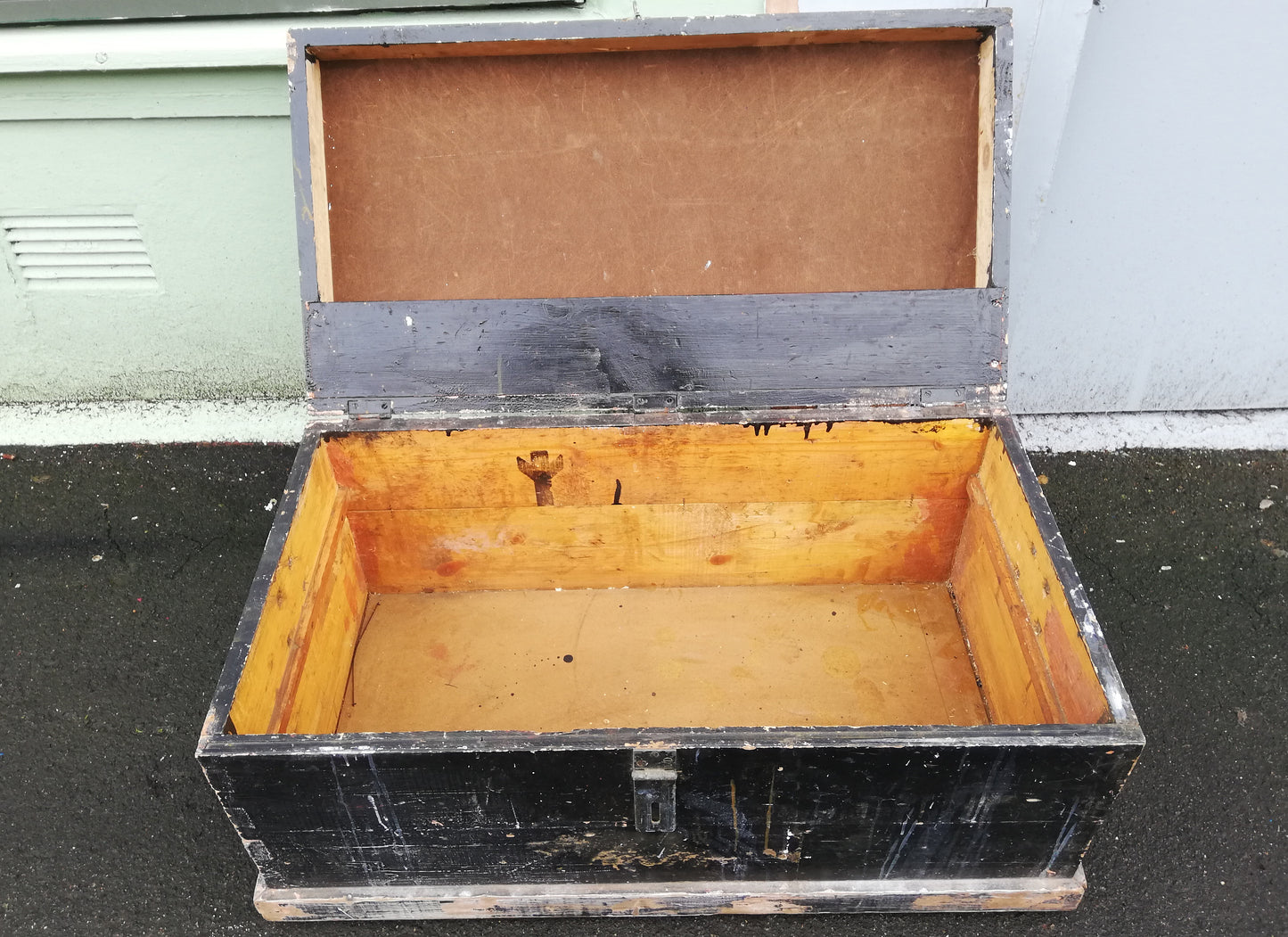 Reserved for Jed ......vintage Trunk / Blanket Box painted in Miss Mustard Seed Typewriter