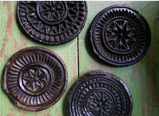 Antique stone chapati moulds. These make prefect trivets and pot stands