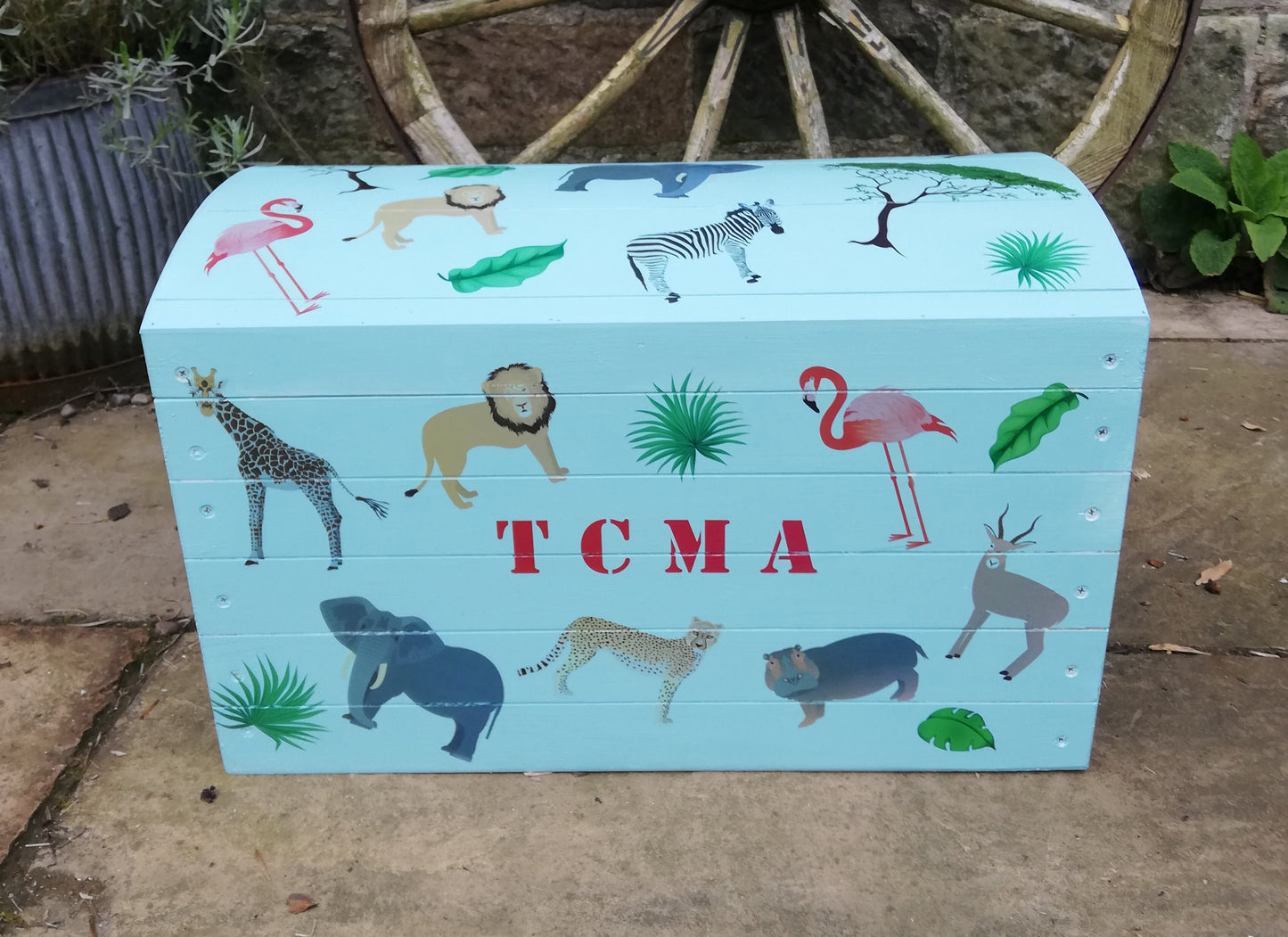 Custom Listing for Olivia personalised children's chest with jungle theme