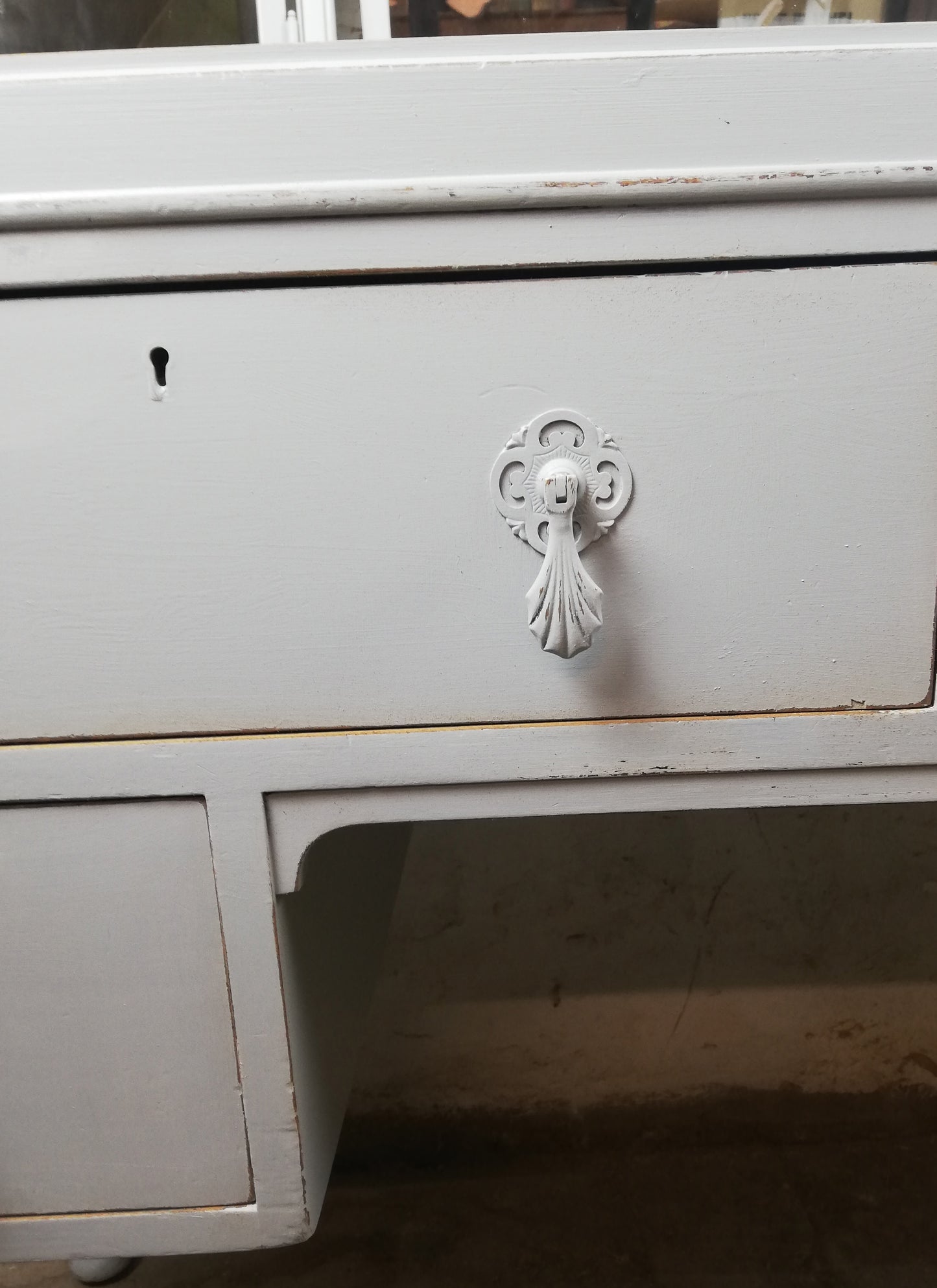 Custom Order for Victoria hand painted dressing table in Fusion Mineral Paint Pebble