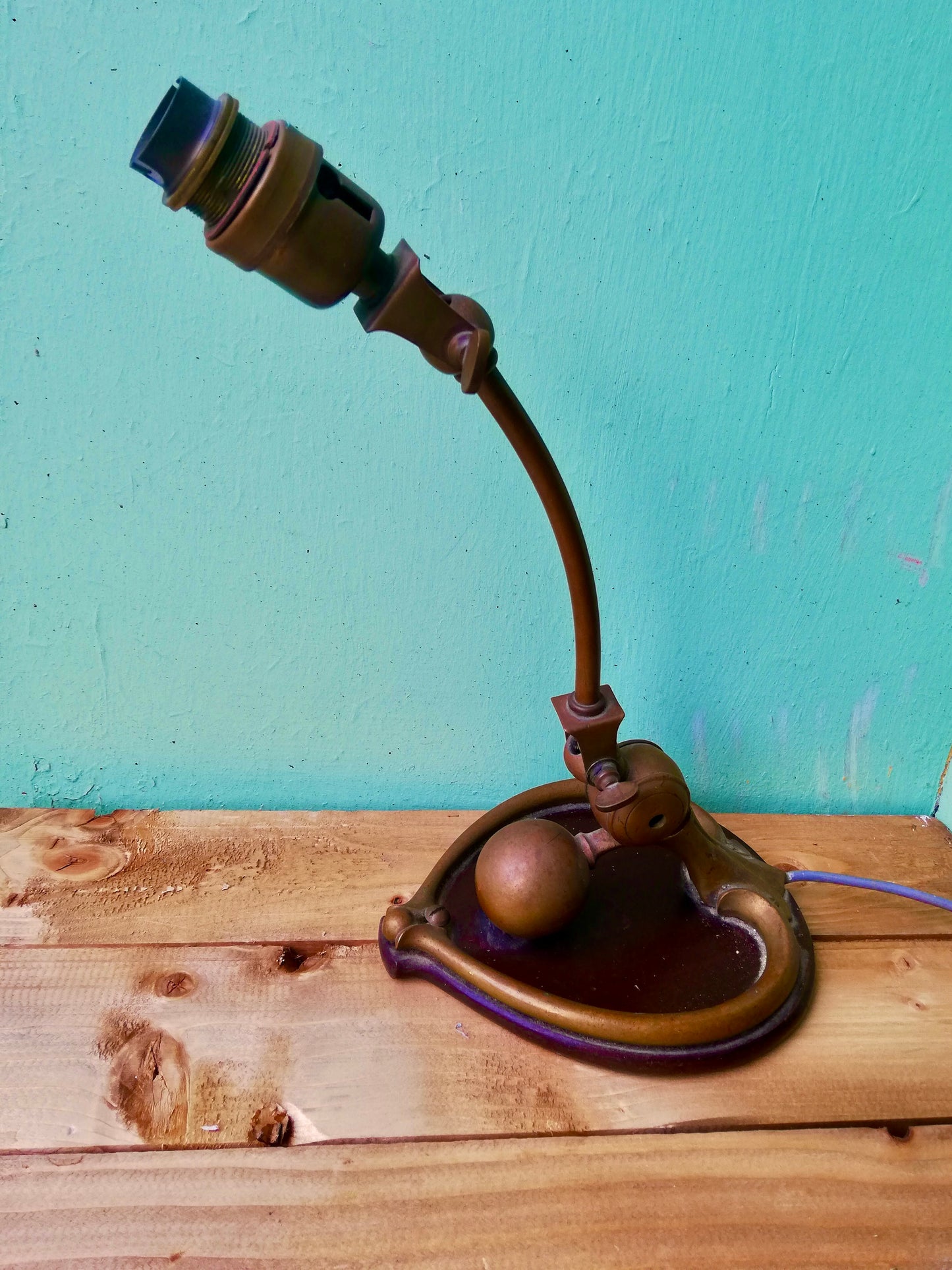 Vintage Art Nouveau Deco Lamp with heart shaped base