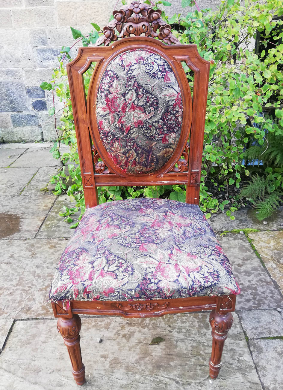 Vintage throne chair available for reupholstery and painting your choice of colour