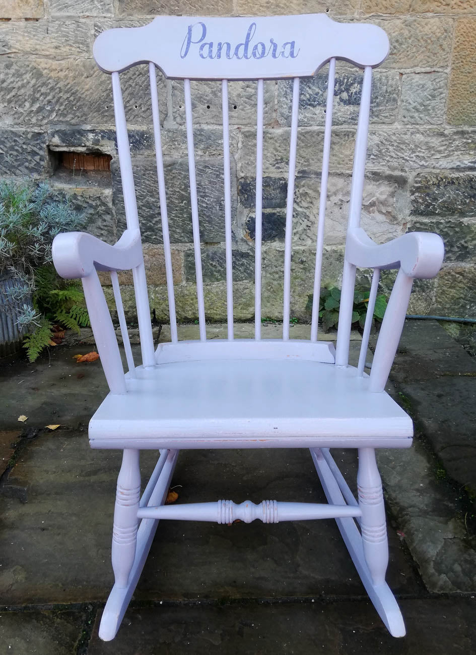 Vintage personalised rocking chair with your child's name or initials made to order